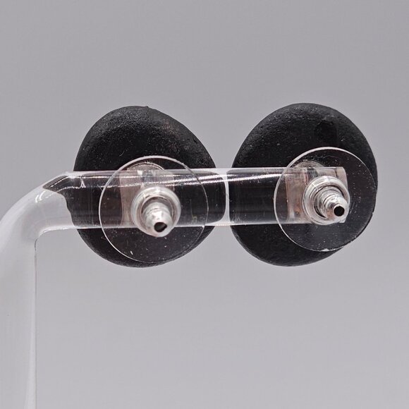 Artisan Folk Art Handpainted Stone Rock Earring Brooch Set Jewelry Black Cactus - Picture 9 of 16